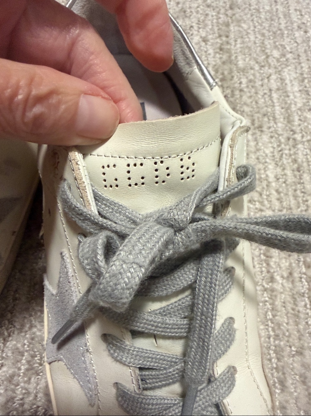 Golden Goose White Leather Sneakers with Gray Star - Picture 3 of 4